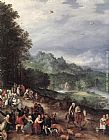 Jan The Elder Brueghel Famous Paintings - A Flemish Fair (detail)